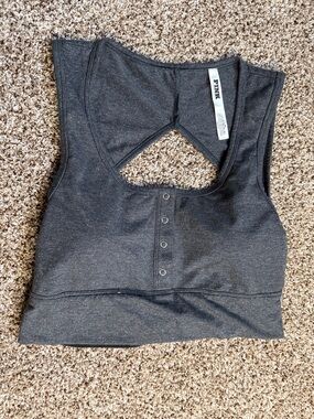 PINK Victoria's Secret Charcoal Black Cropped Snap-Front Racerback Tank